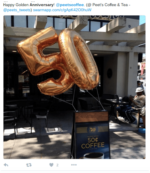 Peets Coffee uses social media marketing to promote 50th anniversary