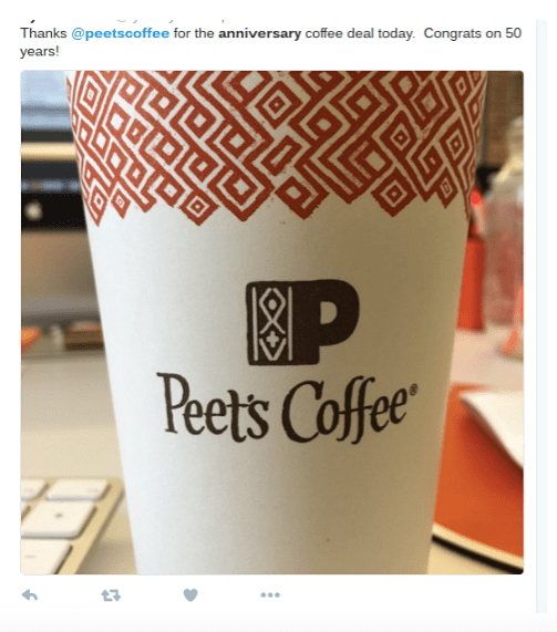 Peet's coffee logo on cup and social media marketing in Mountain View, CA