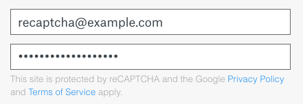 reCaptcha legal text underneath login form
