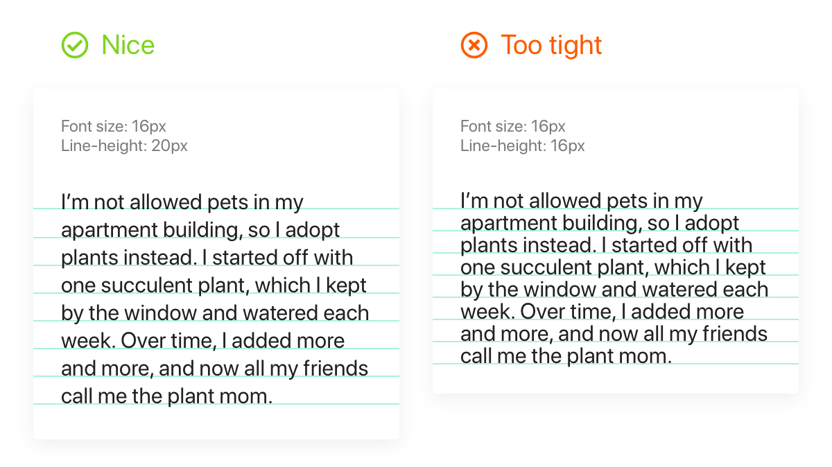 Example of email typography line spacing that is good versus too tight